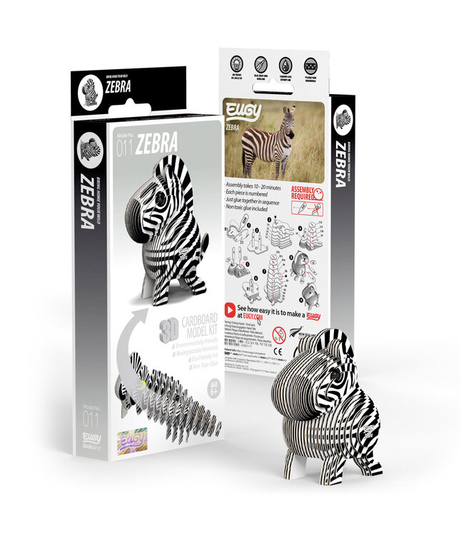 Eugy | 3D Cardboard Model Kit | Wild Life | Zebra | 6+