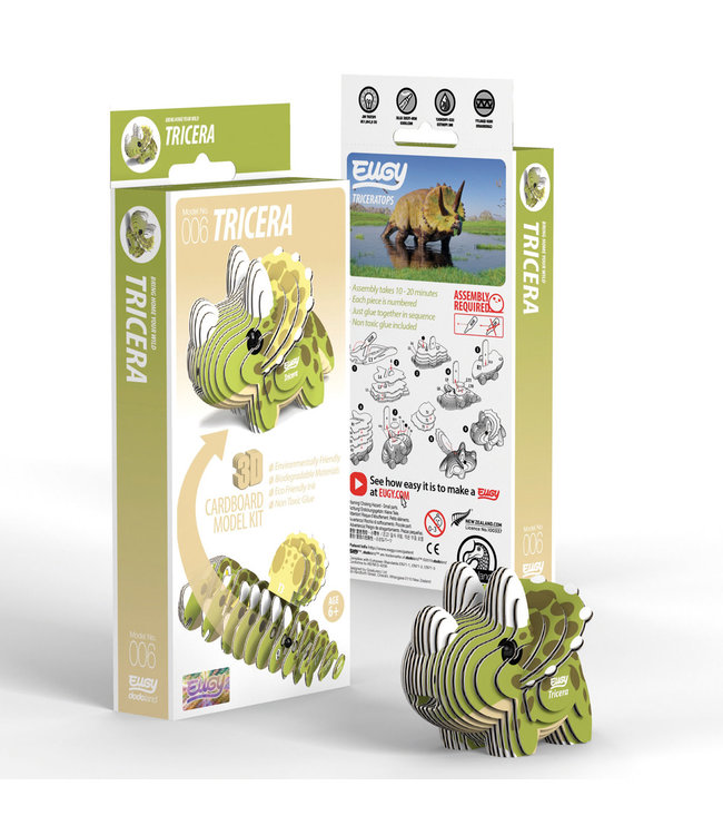 Eugy | 3D Cardboard Model Kit | Prehistoric Life | Triceratops | 6+