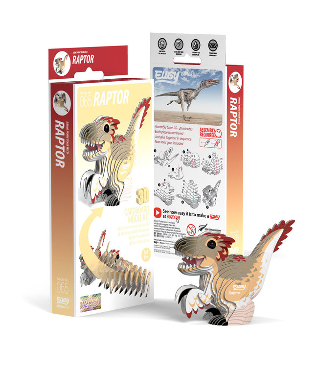 Eugy | 3D Cardboard Model Kit | Prehistoric Life | Raptor | 6+