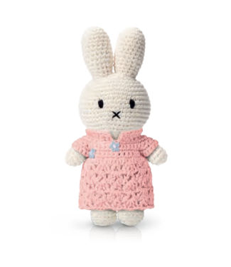 Just Dutch Gehaakte Knuffel | Miffy/Nijntje | Pastel Pink Qipao Dress | 25 cm | 100 % Cotton | 0+