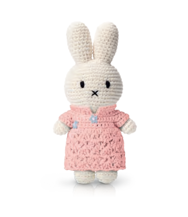 Gehaakte Knuffel | Miffy/Nijntje | Pastel Pink Qipao Dress | 25 cm | 100 % Cotton | 0+