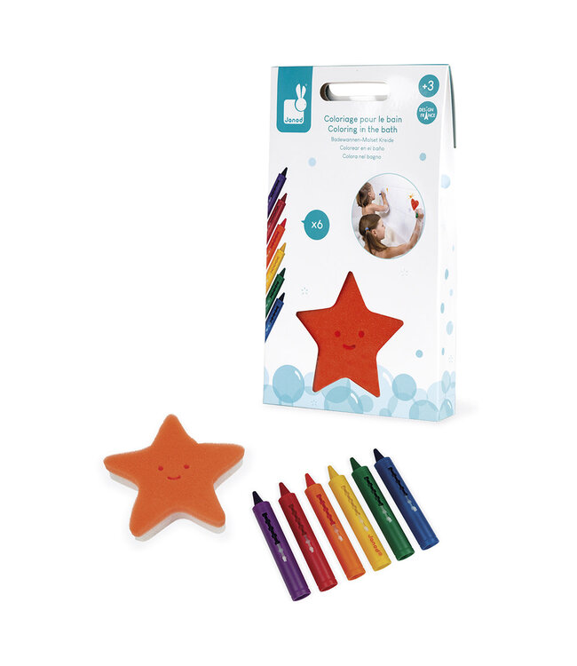 Janod | Badspeelgoed | Krijtjes voor in de Badkamer | Kleuren in Bad |3+