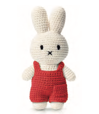 Gehaakte Knuffel | Miffy/Nijntje | Red Overall | 25 cm | 100 % Cotton | 0+