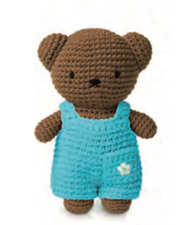 Gehaakte Knuffel | Boris | Almond Blossom Overall | 20 cm | 100 % Cotton | 0+