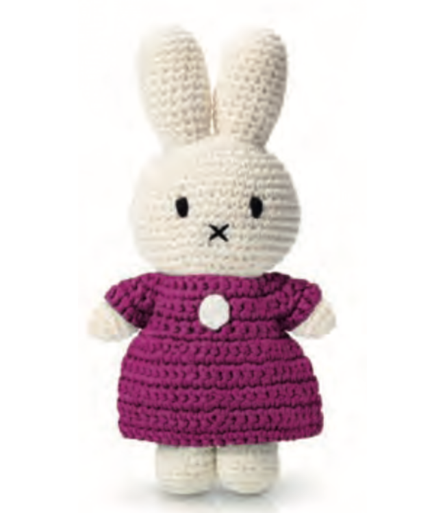 Gehaakte Knuffel | Miffy/Nijntje | Cerise Dress | 25 cm | 100 % Cotton | 0+