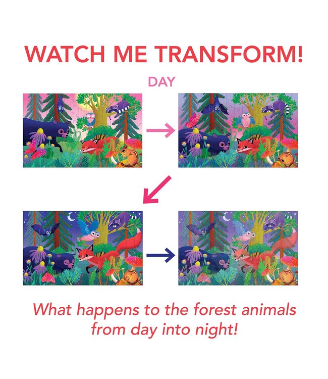 Mudpuppy | Lenticulair Puzzle | Forest Day & Night | 75 stukjes | 5+