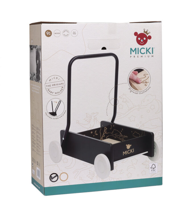 Micki | Houten duwwagen | 45 x 35 x 47 cm | Zwart | 1+   (gemonteerd)