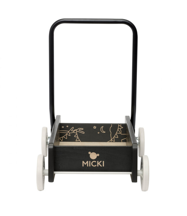 Micki | Houten duwwagen | 45 x 35 x 47 cm | Zwart | 1+   (gemonteerd)