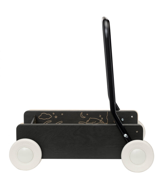 Micki | Houten duwwagen | 45 x 35 x 47 cm | Zwart | 1+   (gemonteerd)