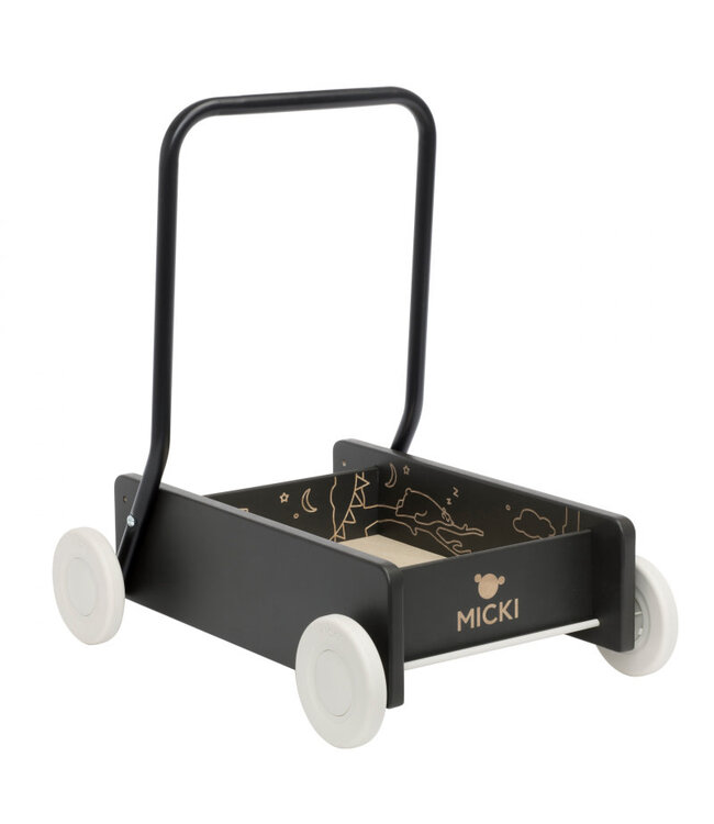 Micki | Houten duwwagen | 45 x 35 x 47 cm | Zwart | 1+   (gemonteerd)
