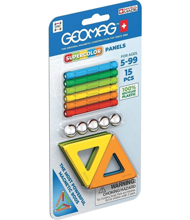 Geomag | Supercolor Panels | Recycled Blister | 15 pieces | 5+