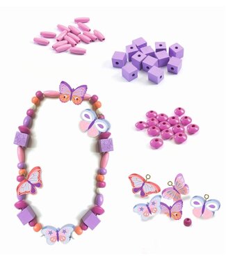 Djeco | Houten Kralen | Wooden beads | Butterfly | 450 stuks | 4 - 8 jaar