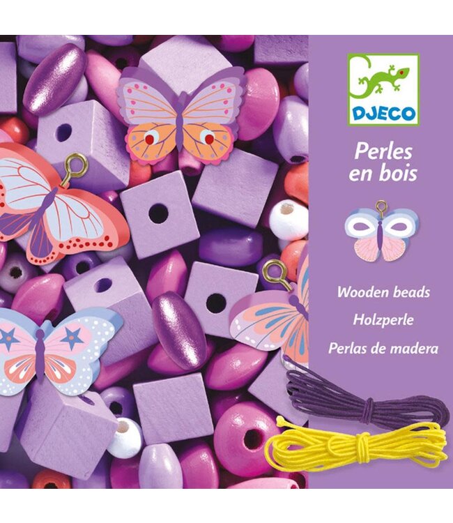 Djeco | Houten Kralen | Wooden beads | Butterfly | 450 stuks | 4 - 8 jaar