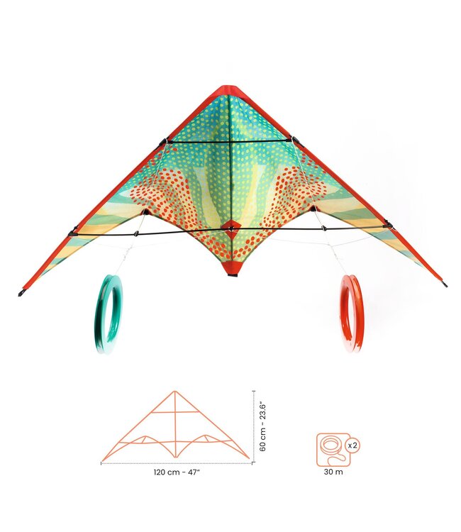 Djeco | Bestuurbare Vlieger | 120 x 60 cm | Red Dots | 8+