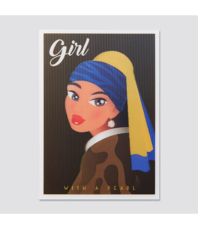 Orange Panda | Lenticulaire Kaart Bewegend | Girl with a Pearl Earring
