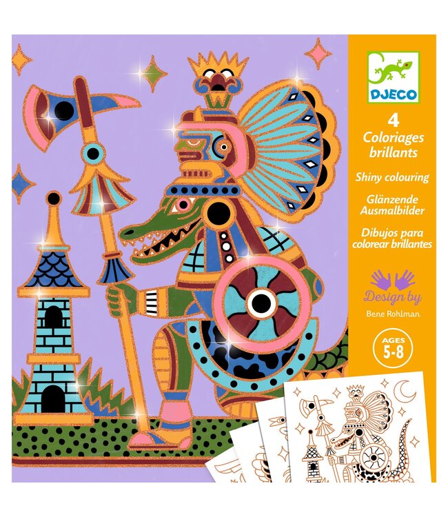 Djeco | Shiny Colouring | Animal Warriors | 5-8 jaar