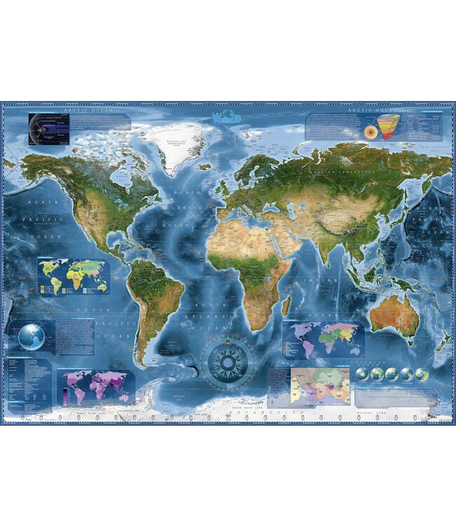 Heye | The World Puzzles | Satellite Map | 96,6 x 68,6 cm | 2000 stukjes
