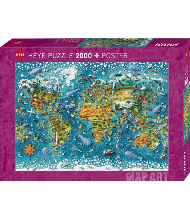 Heye | The World | Map Art | Miniature World | 96,6 x 68,6 cm | 2000 stukjes