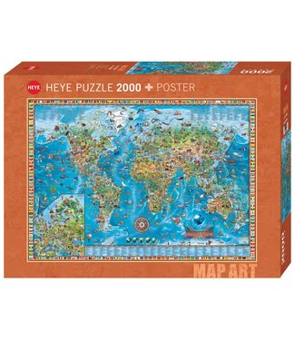 Heye Heye | The World | Map Art | Amazing World | 96,6 x 68,6 cm | 2000 stukjes