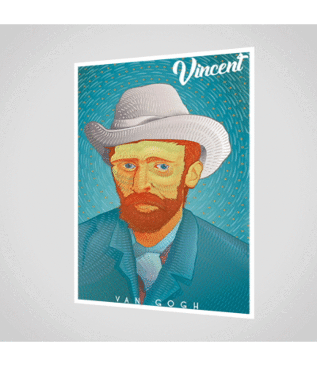 Orange Panda | Lenticulaire Kaart Bewegend | Vincent van Gogh | Self-portrait with Grey Felt Hat