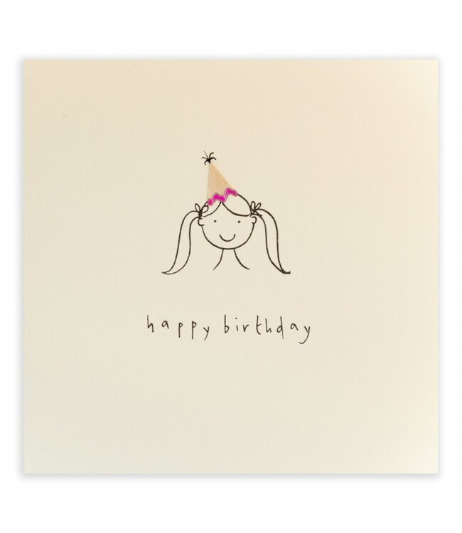 Pencil Shavings Cards by Ruth Jackson | Happy Birthday | Hat Girl