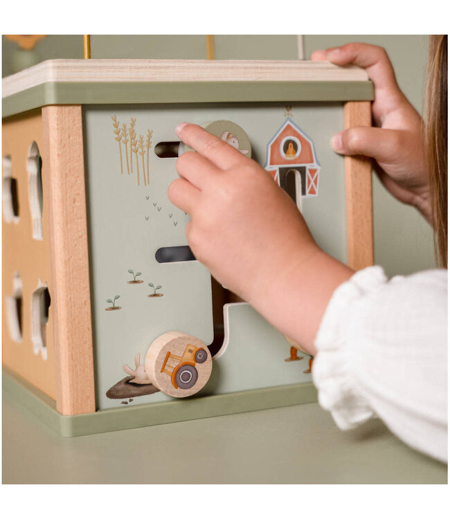 Little Dutch | Houten Activiteiten Kubus | Little Farm | 40 cm | +18 mnd