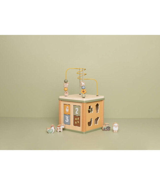 Little Dutch | Houten Activiteiten Kubus | Little Farm | 40 cm | +18 mnd
