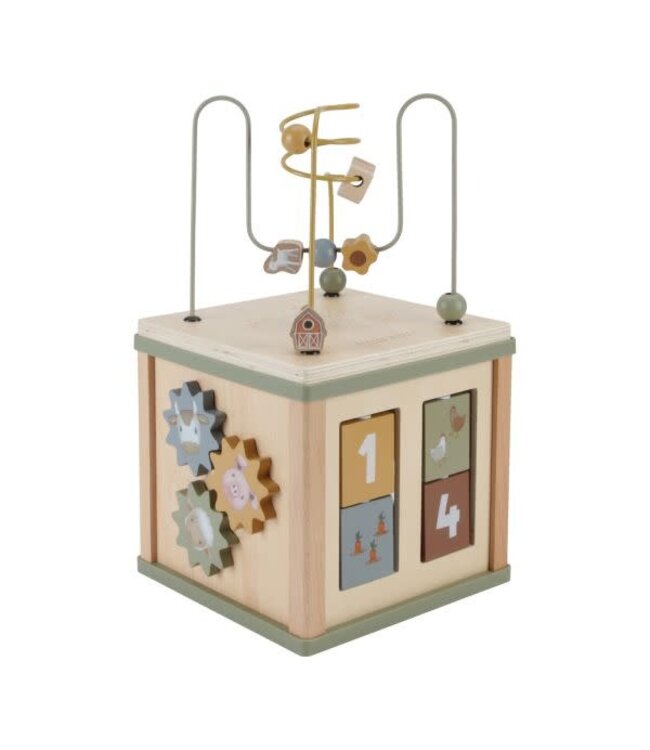 Little Dutch | Houten Activiteiten Kubus | Little Farm | 40 cm | +18 mnd