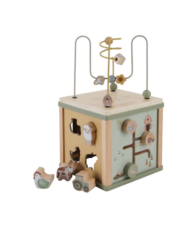 Little Dutch | Houten Activiteiten Kubus | Little Farm | 40 cm | +18 mnd