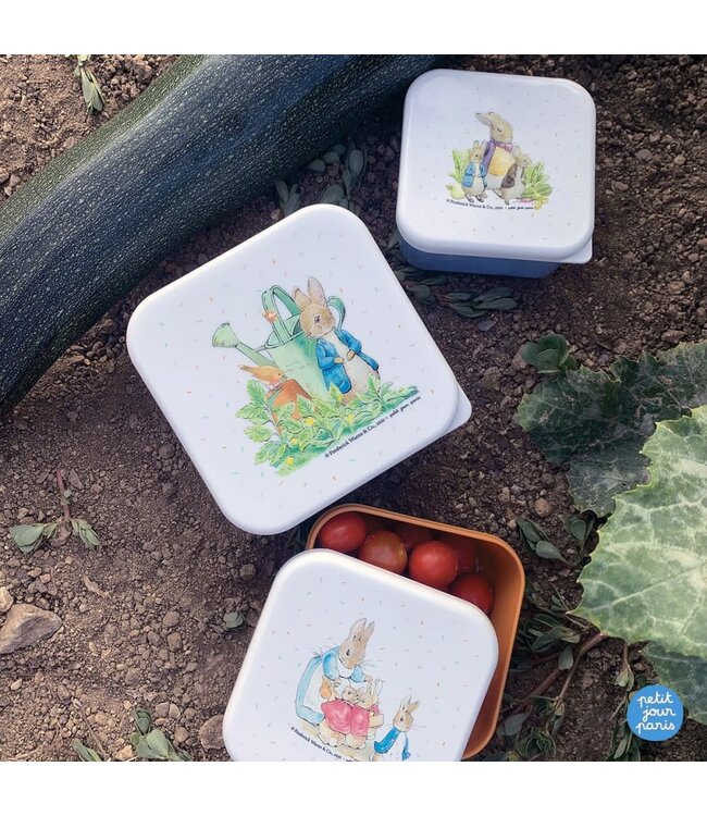 Petit Jour | Peter Rabbit | Set van 3 lunchboxen | 11,3 - 9,9 - 8,4 cm