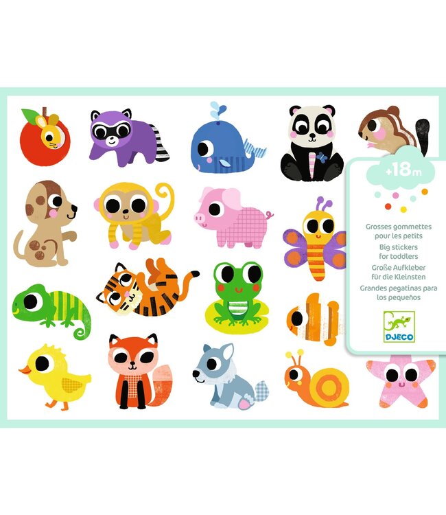 Djeco | 100+ Grote Stickers | voor de Kleintjes | Baby Dieren | +18 maanden