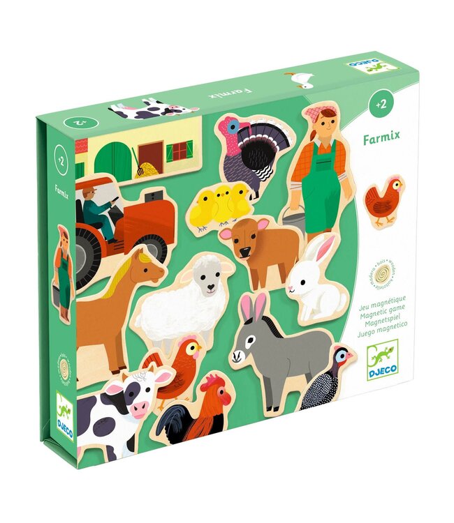 Djeco | Houten Magneten | Farm | Fermix | 24 delig | 2+