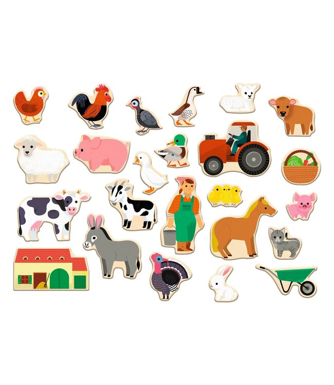 Djeco | Houten Magneten | Farm | Fermix | 24 delig | 2+