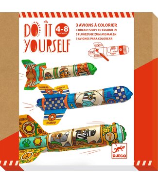 Djeco Djeco | Do it Yourself | Three Rocket Ships to Color In | To the Sky | 4-8 jaar