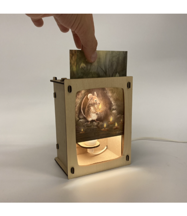 Het Houtlokael | Houten Lampje voor Postkaart of Foto | inclusief kaart