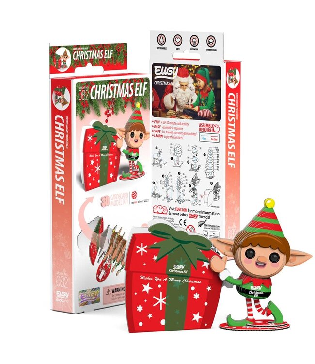 Eugy | 3D Cardboard Model Kit | Christmas | Elf | 6+