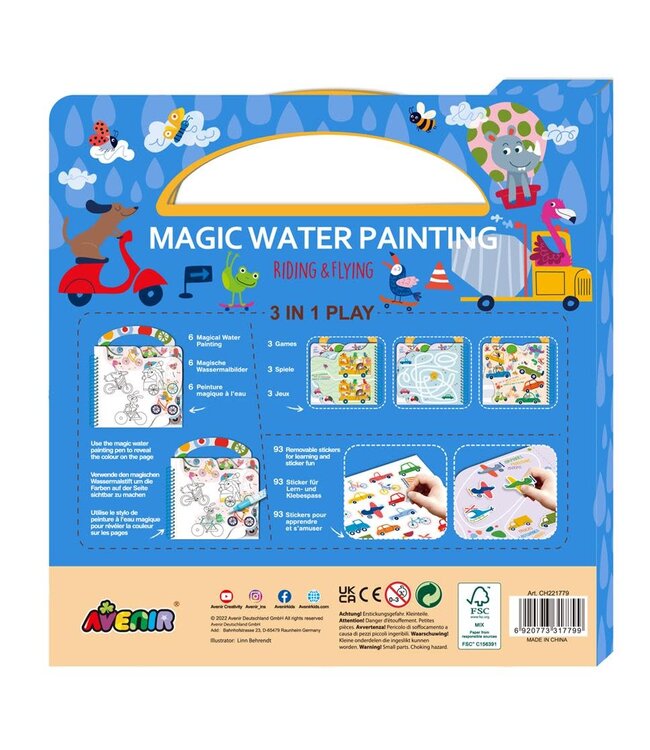 Avenir | Magic Water Painting | Riding & Flying | inclusief 93 Afneembare Stickers | 3+