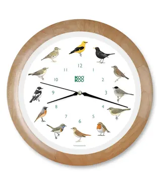 Kookoo KooKoo | Klok met Dierengeluiden | Zangvogels | met Quartz uurwerk | Houten lijst