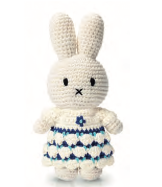 Gehaakte Knuffel | Miffy/Nijntje | New Delft Blue Dress | 25 cm | 100 % Cotton | 0+