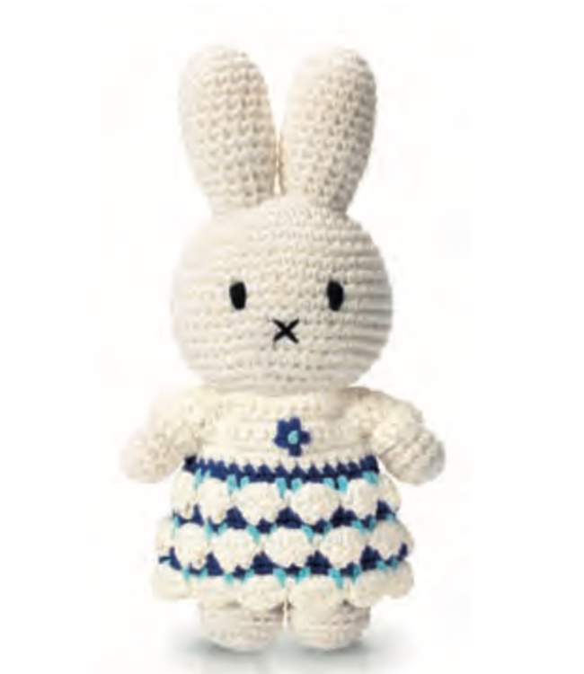 Gehaakte Knuffel | Miffy/Nijntje | New Delft Blue Dress | 25 cm | 100 % Cotton | 0+