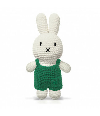 Just Dutch Gehaakte Knuffel | Miffy/Nijntje | Green Overall | 25 cm | 100 % Cotton | 0+