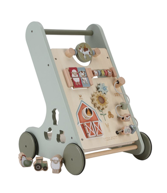 Little Dutch Little Dutch | Houten Activiteiten Loopwagen | Babywalker  | Little Farm | 1+