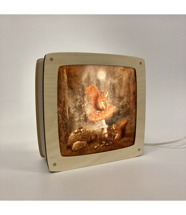 Houtlokael | Houten Lampje | Wissellamp | Luxe uitvoering | 23,5 x 9 x 23 cm | Inclusief bijpassende afbeelding