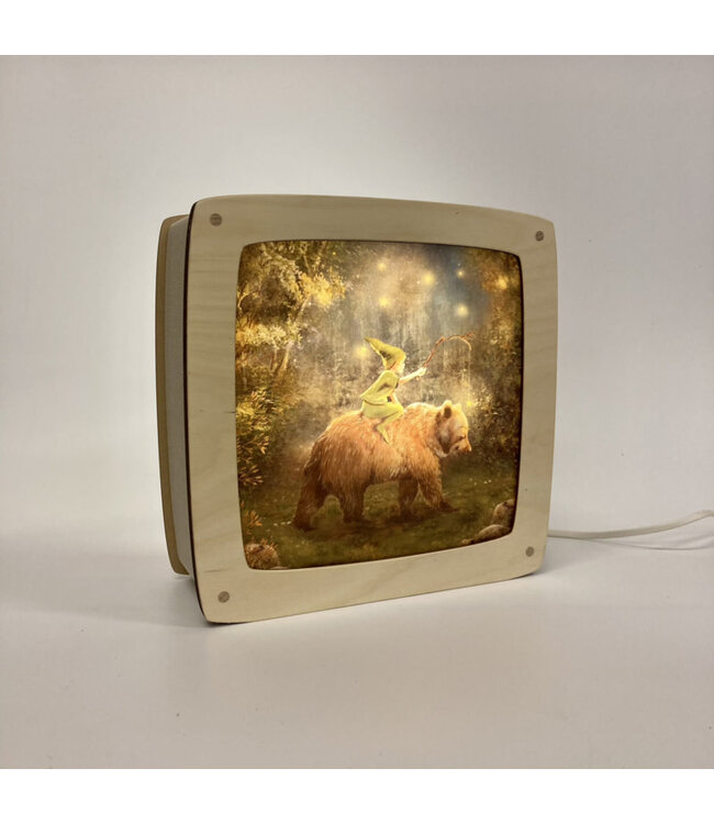 Houtlokael | Houten Lampje | Wissellamp | Luxe uitvoering | 23,5 x 9 x 23 cm | Inclusief bijpassende afbeelding