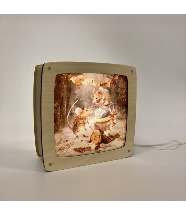 Houtlokael | Houten Lampje | Wissellamp | Luxe uitvoering | 23,5 x 9 x 23 cm | Inclusief bijpassende afbeelding