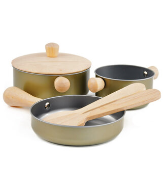 Plan Toys Plan Toys | Cooking Utensils | Pannenset | Hout - Metaal | 2+