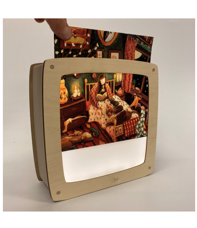 Houtlokael | Houten Lampje | Wissellamp | Luxe uitvoering | 23,5 x 9 x 23 cm | Inclusief bijpassende afbeelding