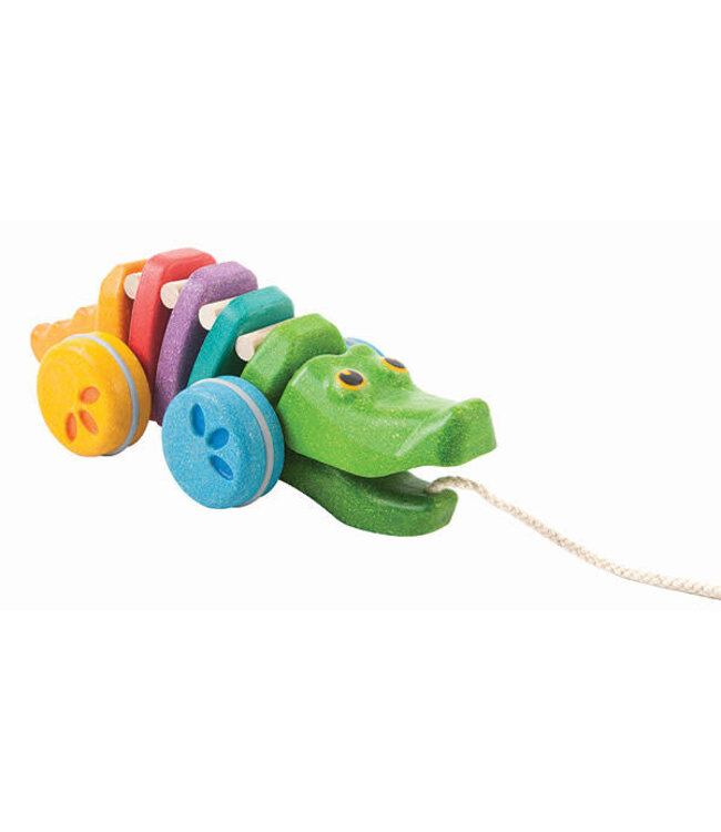 Plan Toys | Houten Trekfiguur | Dancing Alligator | Rainbow | 1+