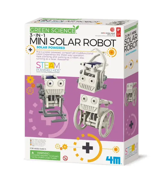 4M | Kidzlabs | Green Science | 3-in-1 Solar Robot Mini | 8+