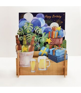 Alljoy Design | 3D | Pop-up Kaart | Happy Birthday | Bier